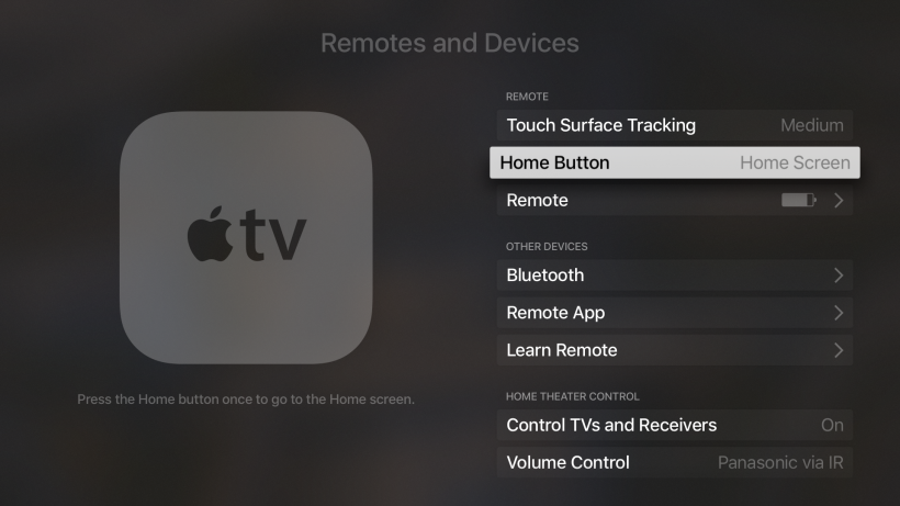 Apple TV Home Button TV App