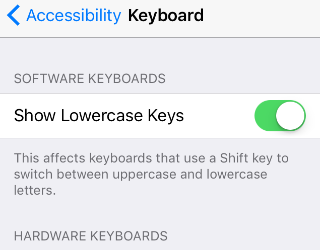 Show Lowercase Keys iOS