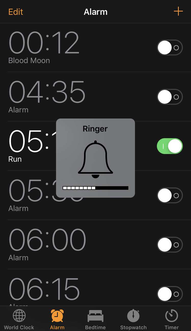 Change volume iOS alarm ringer physical buttons