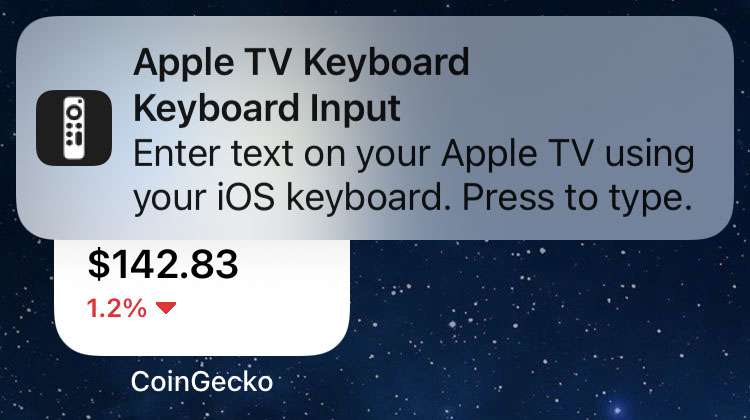 Apple TV keyboard notification