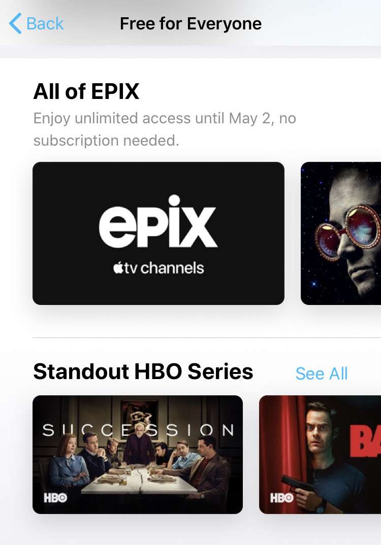Apple TV app Free for Everyone EPIX HBO