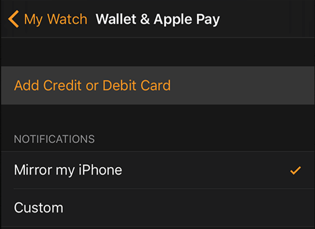 Apple Watch credit card NFC