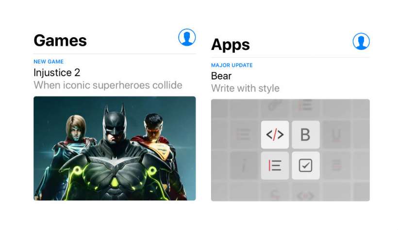 Games and Apps Tabs iOS 11