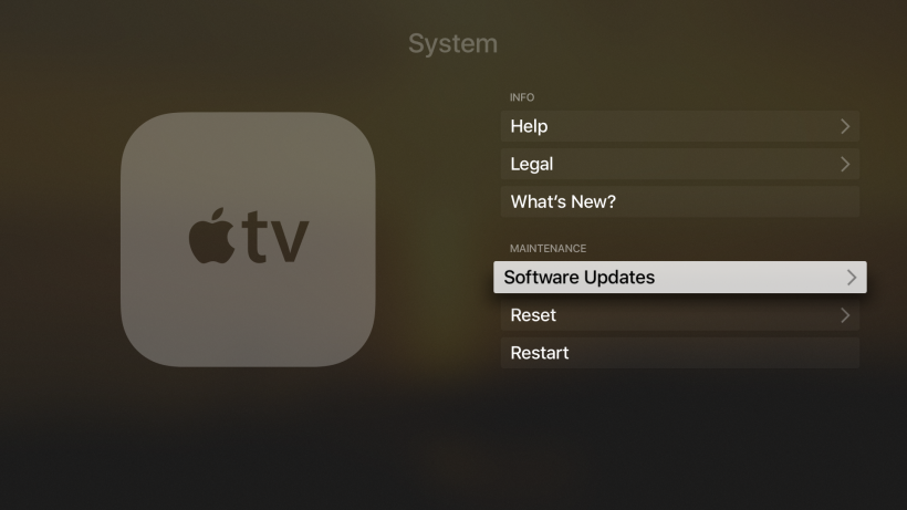 Stop auto system updates Apple TV 4G