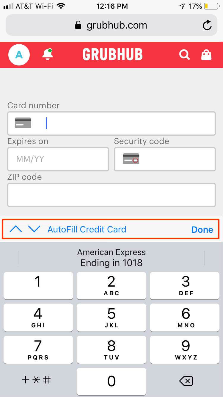 Autofill Credit Card iPhone2