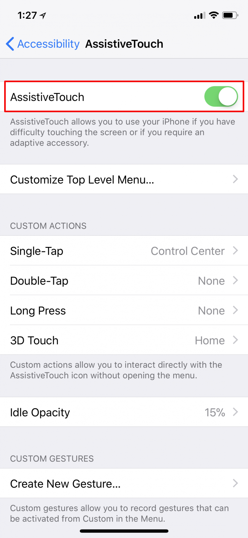 How to easily open Control Center on iPhone X with a virtual button.