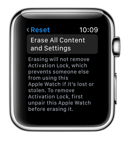 Delete data from Apple Watch