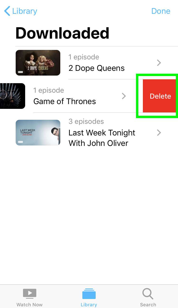 Delete stored shows iOS Apple TV app 2
