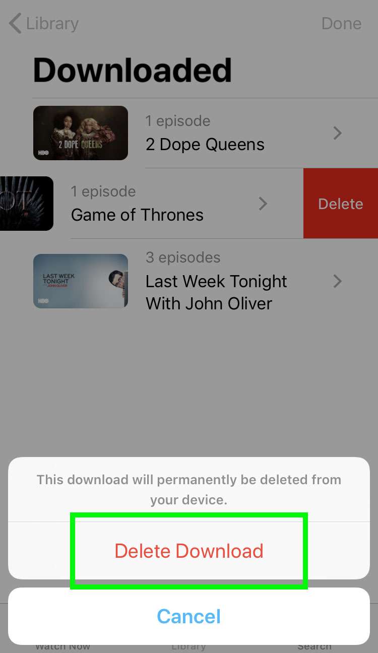 Delete stored shows iOS Apple TV app 3