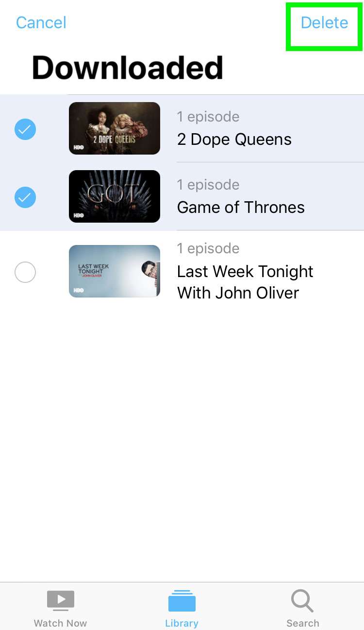 Delete stored shows iOS Apple TV app 5