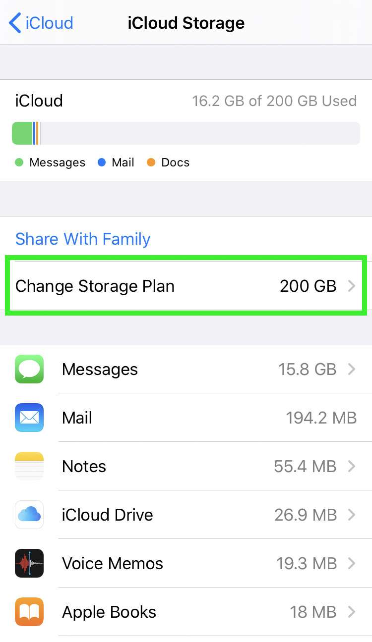 خطة تخزين الرجوع إلى إصدار أقدم من iCloud 4