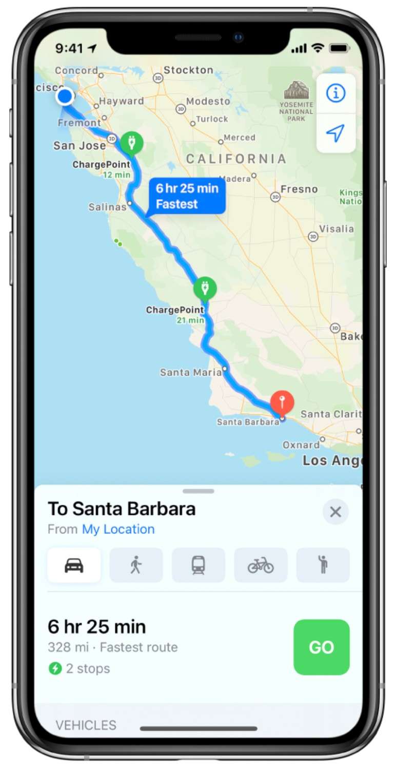 How to use electric vehicle routing with Maps on iPhone.