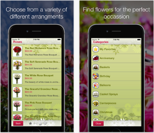 Mobile Florist flower delivery app.