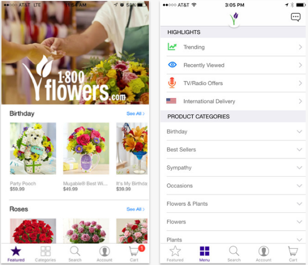 1-800-Flowers flower delivery app.