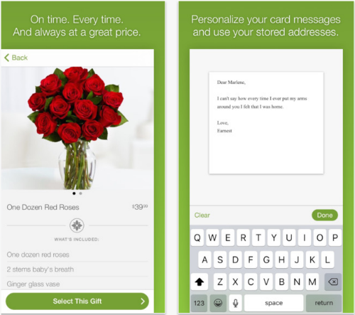 ProFlowers flower delivery app.