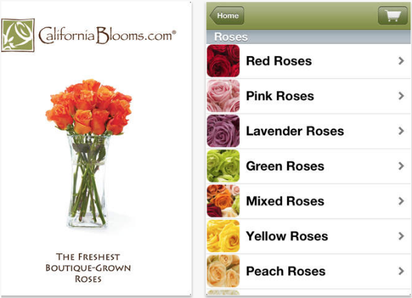 California Blooms flower delivery app.