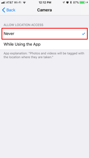 How to turn off geotagging on iPhone camera.