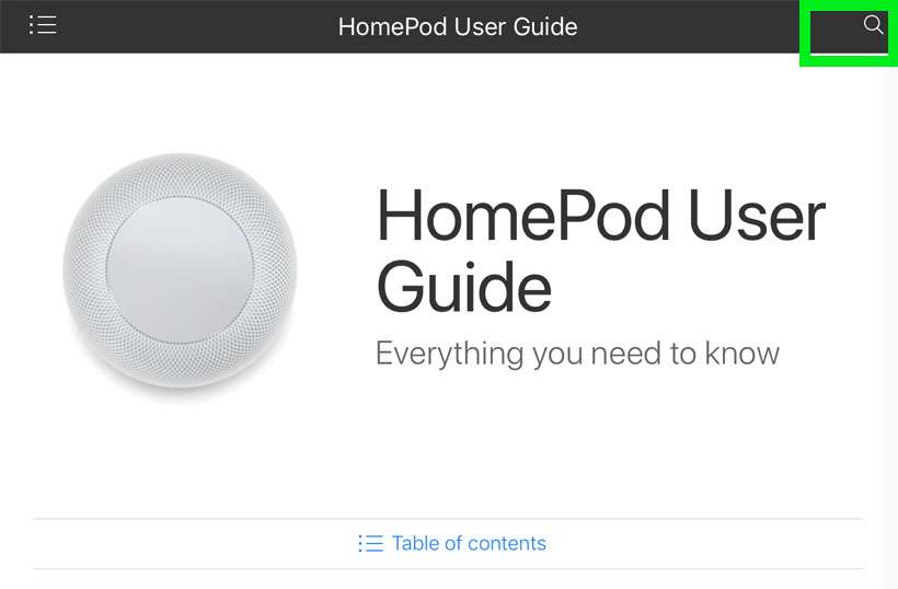 HomePod User Guide Search