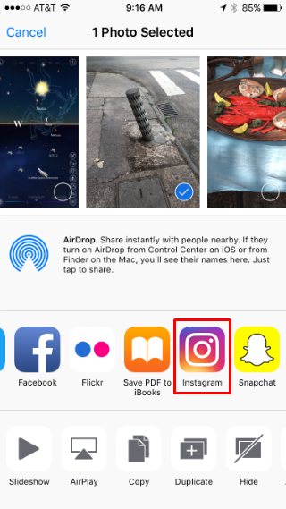 How to share photos on Instagram directly from iPhone Photos app.