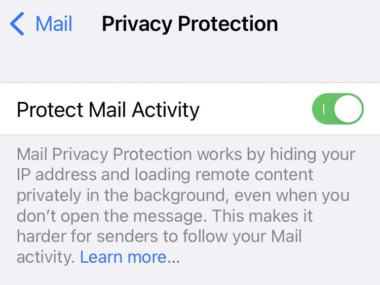 Mail Privacy Settings