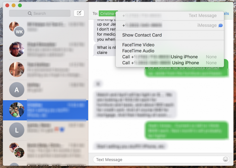 How to send Messages to a contact's alternate phone numbers on Messages for Mac.