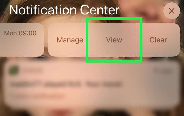 Notification Center view button