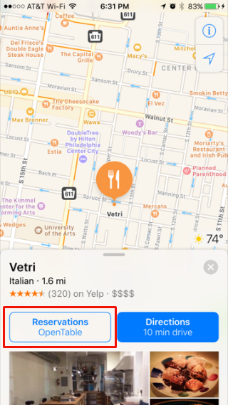 How to use OpenTable in Apple Maps.