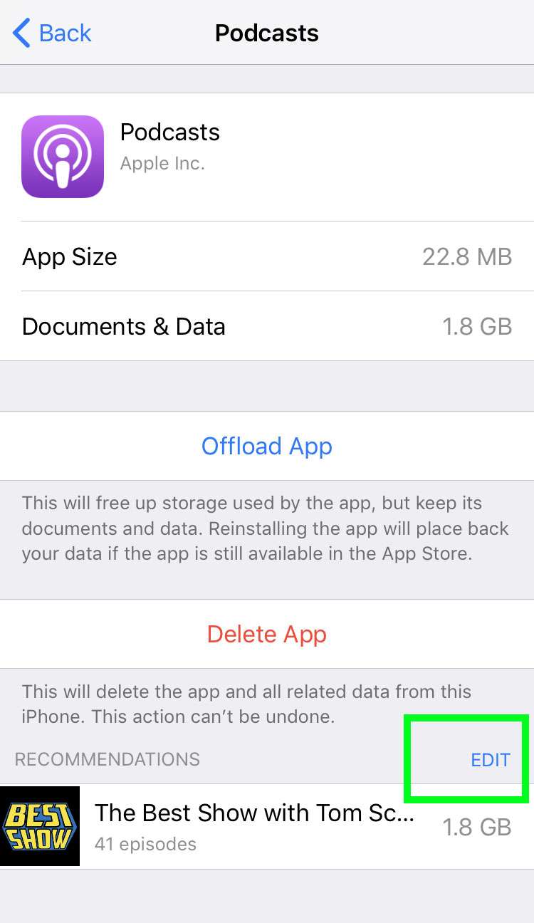 Free storage by deleting Podcasts downloads 4