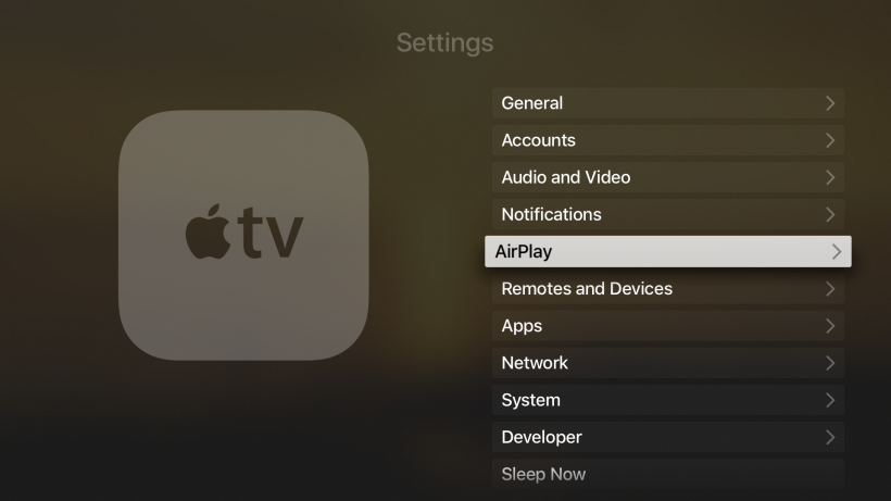 AirPlay Settings Apple TV