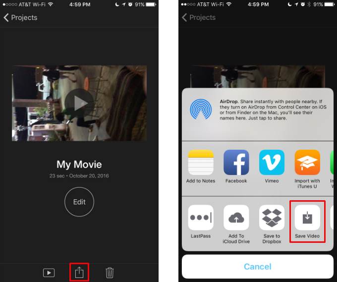 How to change an iPhone video from landscape to portrait orientation.
