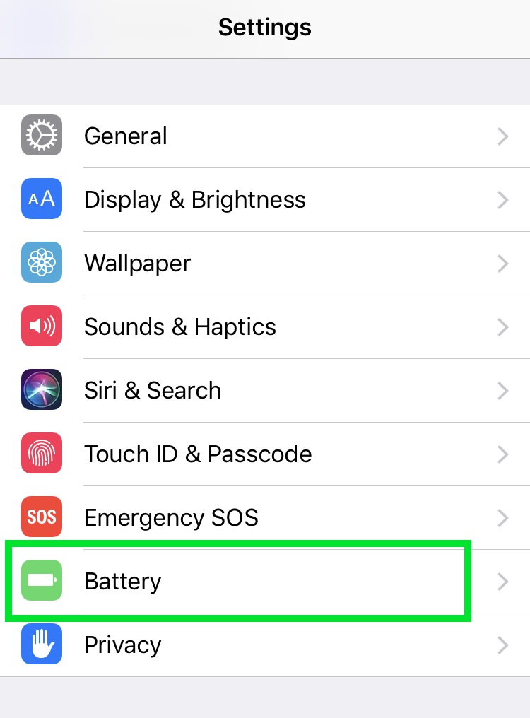 iPhone battery Settings