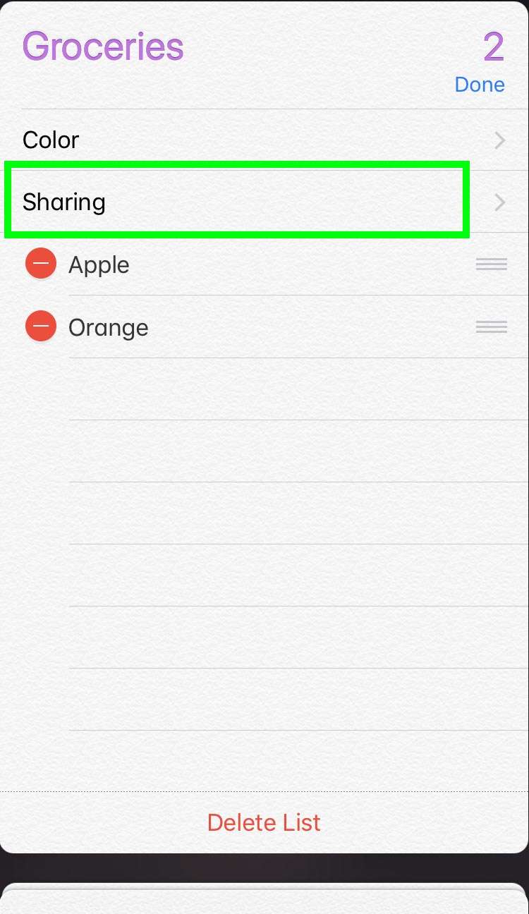 Share Reminders iCloud 2