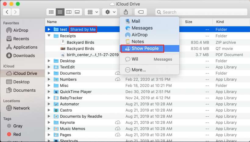 كيفية مشاركة المجلدات على iCloud من جهاز Mac.