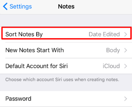 Sort Notes iOS 9.3