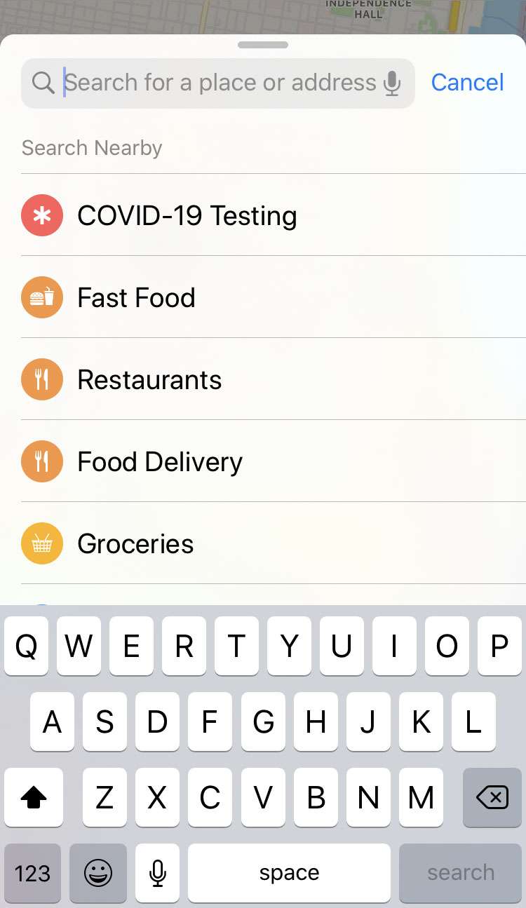 Apple Maps COVID-19 testing 2