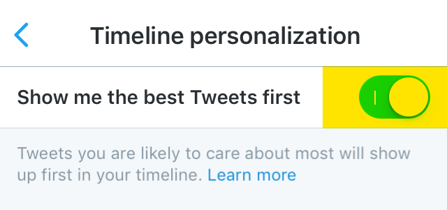 Turn off Twitter timeline personalization