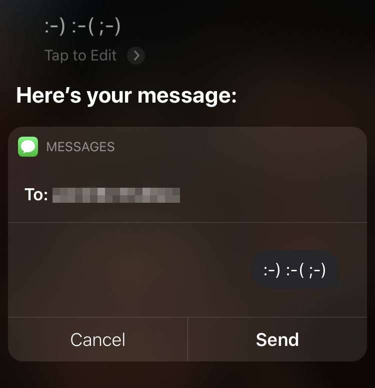 Siri makes text smileys