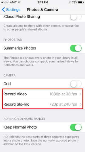 How to change the video recording resolution on iPhone 6s.