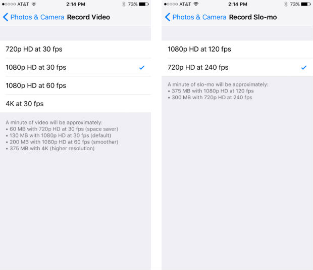 How to change the video recording resolution on iPhone 6s.