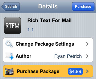 Cydia tweaks Mail improvement Rich Text For Mail