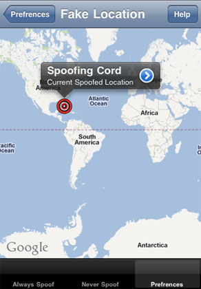 Cydia jailbreak app Location Spoofer