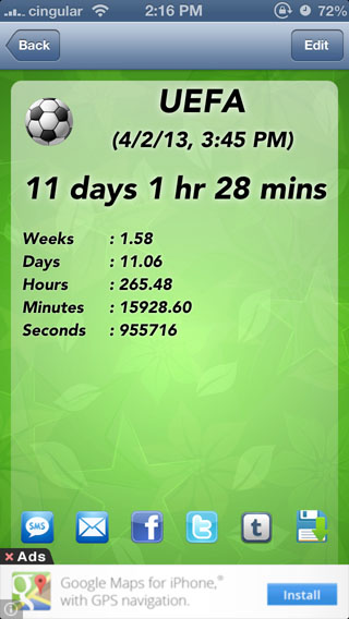 Reminder and Countdown Free iPhone app screen2