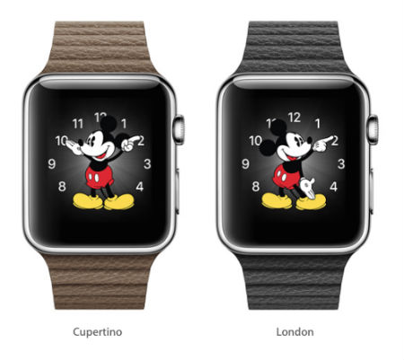 Apple Watch second hands (Mickey's foot in this case) will be in synch worldwide.