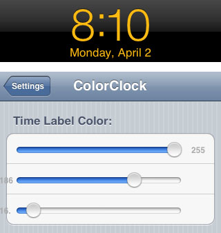ClockColor iPhone tweak