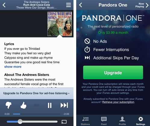 Pandora One compared to Pandora free