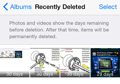 iOS 8 Recently Deleted album