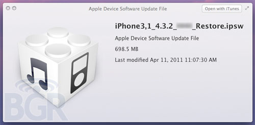 iPhone iPad iOS 4.3.2 BGR update