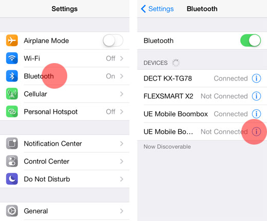 iOS 7 remove paired Bluetooth device1
