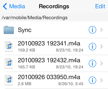 iOS 7 voice memo storage