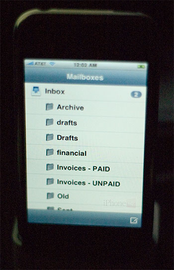 first update to the iphone - imap folders